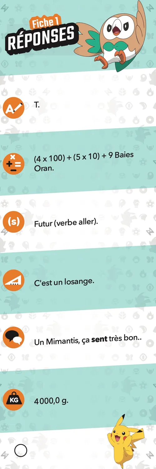 Les Incollables Pokémon Je rentre en CM1 éventail quiz 8-9 ans