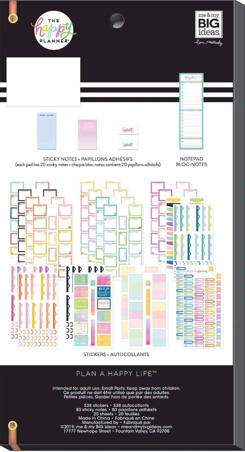 Happy Planner Fitness carnet accessoires 638 pièces