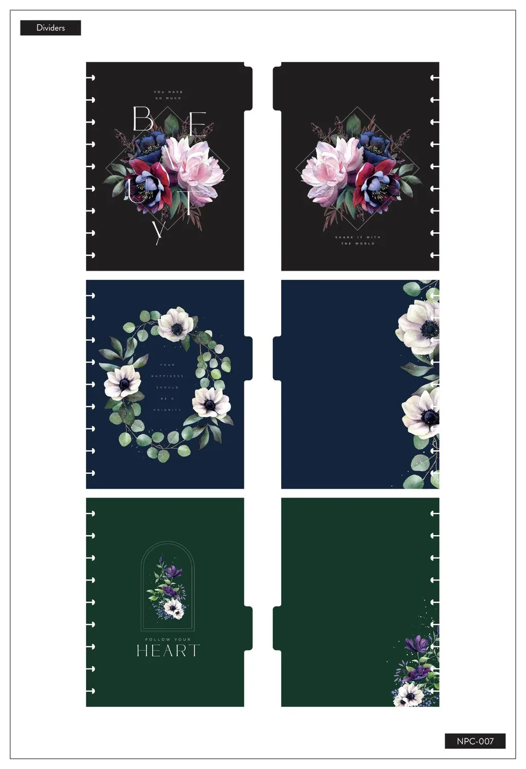 Happy Planner Beauty Florals carnet à disques ligné 60 feuilles