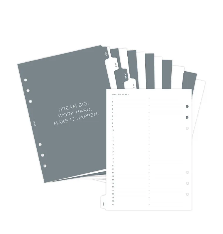 Filofax Minimal intercalaires mensuels A5 12 mois onglets