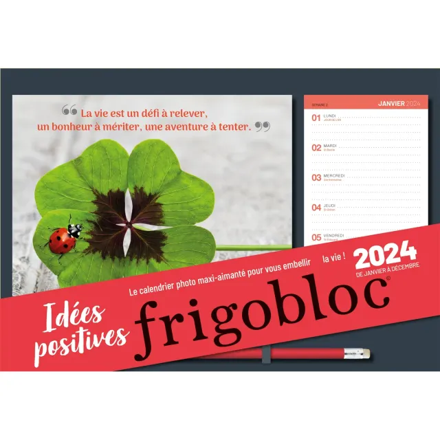 Frigobloc Pensées positives calendrier familial photos 2024