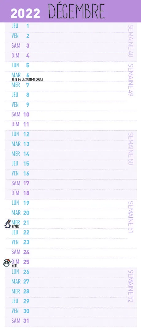Frigobloc Mini mensuel sept 2022-août 2023 calendrier frigo