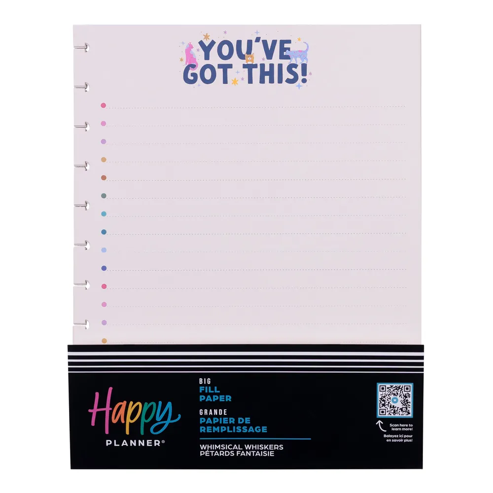 Happy Planner Whimsical Whiskers Big recharge 40 feuilles