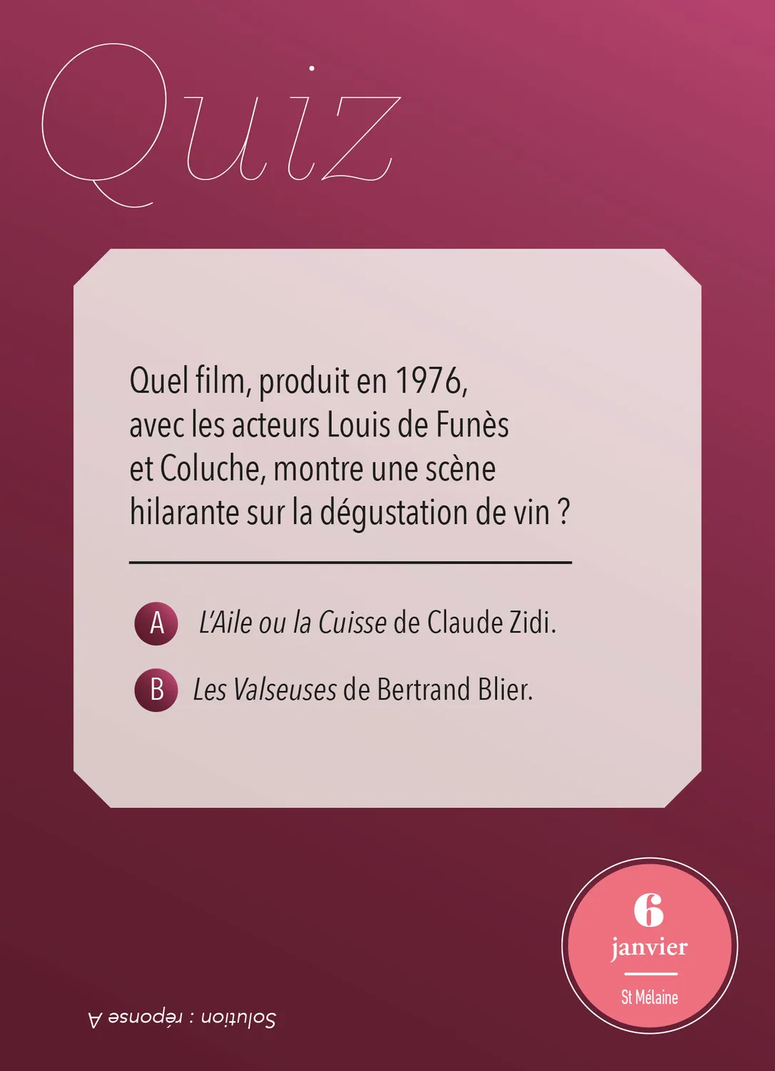 Frigobloc Amateur de vin 365 jours calendrier à bloc
