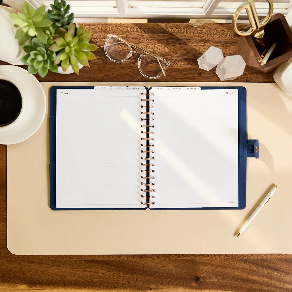 Citrine Navy Herringbone agenda pro 2027 Classic spirale cuir végan