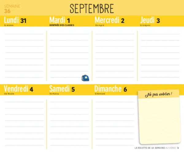 Frigobloc Robot-Cuiseur 2021 calendrier familial aimanté