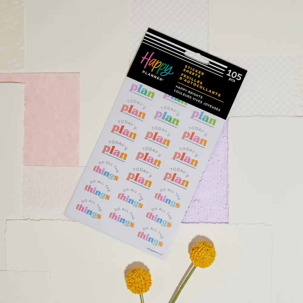 Happy Planner Happy Brights stickers 5 feuilles 105 colorés