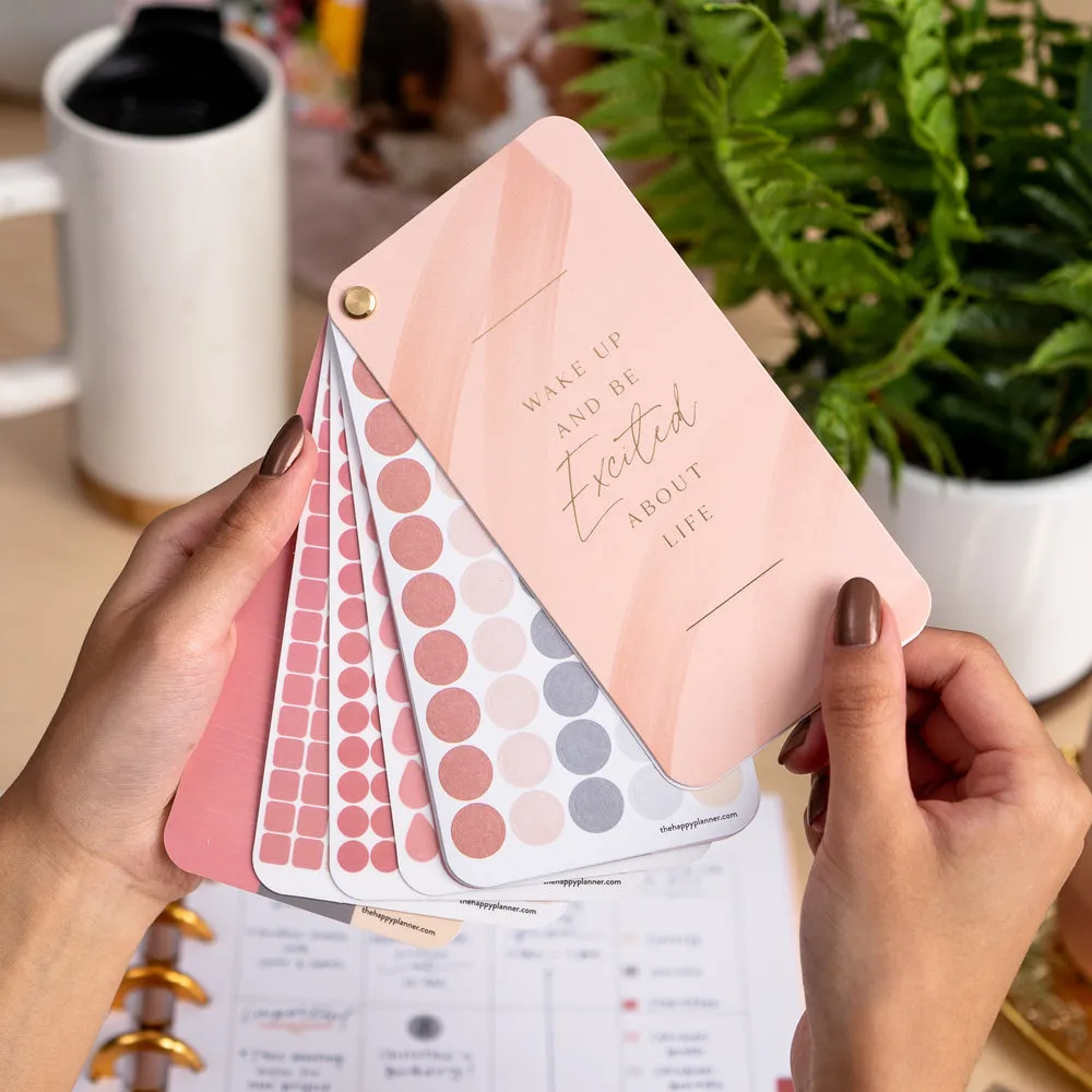 Happy Planner Work + Life Minimalist stickers éventail blush 16 feuilles