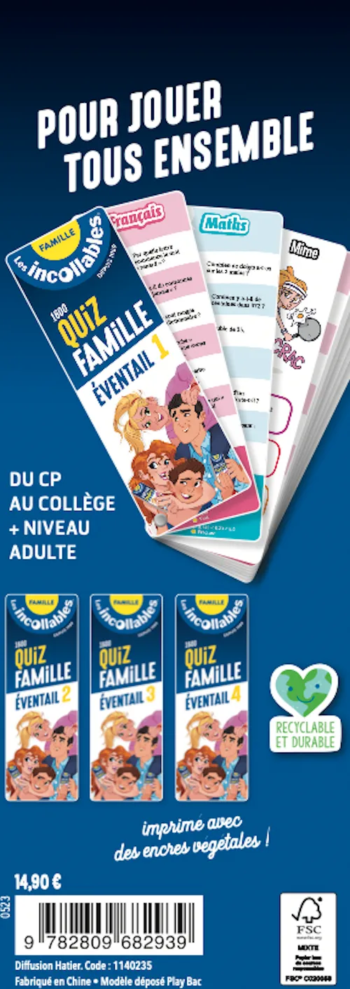 Incollables Quiz famille jeu éventails 7 à 107 ans