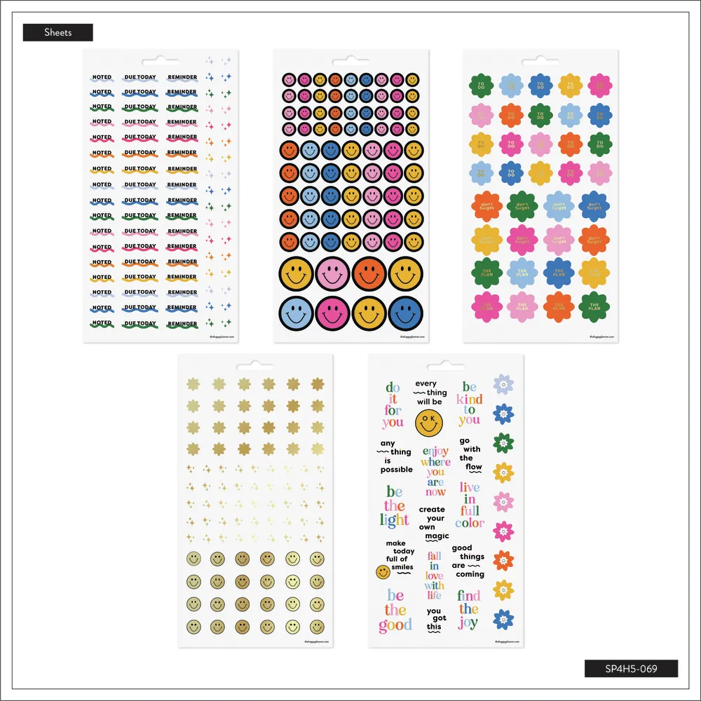 Happy Planner Playful Brights Student stickers 317 5 feuilles