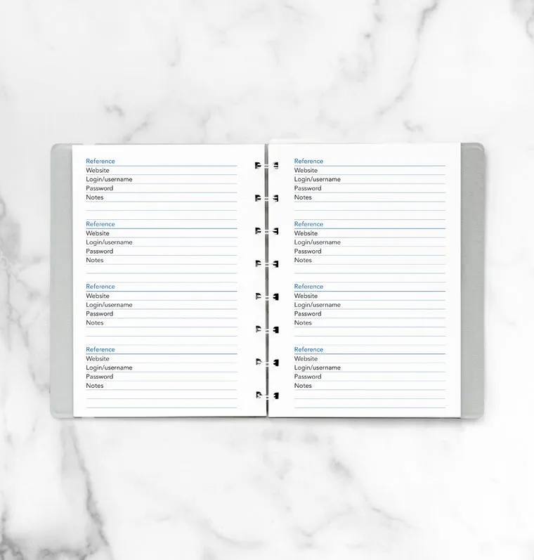 Filofax Classic Notebook Pocket recharge passwords
