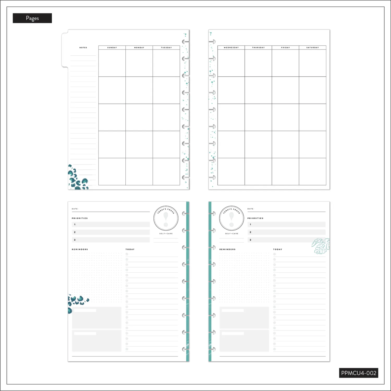 Happy Planner Tropical Boho agenda journalier non daté 4 mois