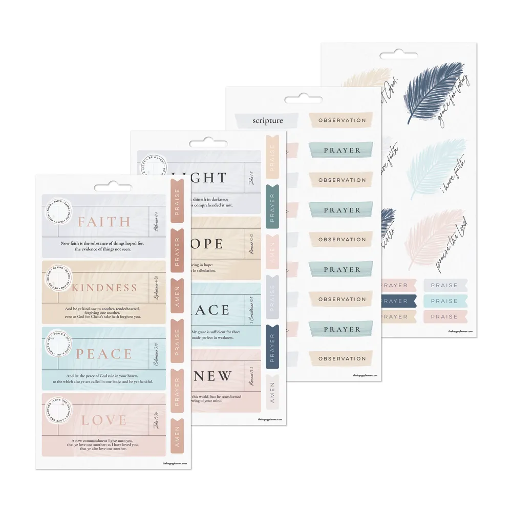Happy Planner Coastal Faith stickers 5 feuilles versets