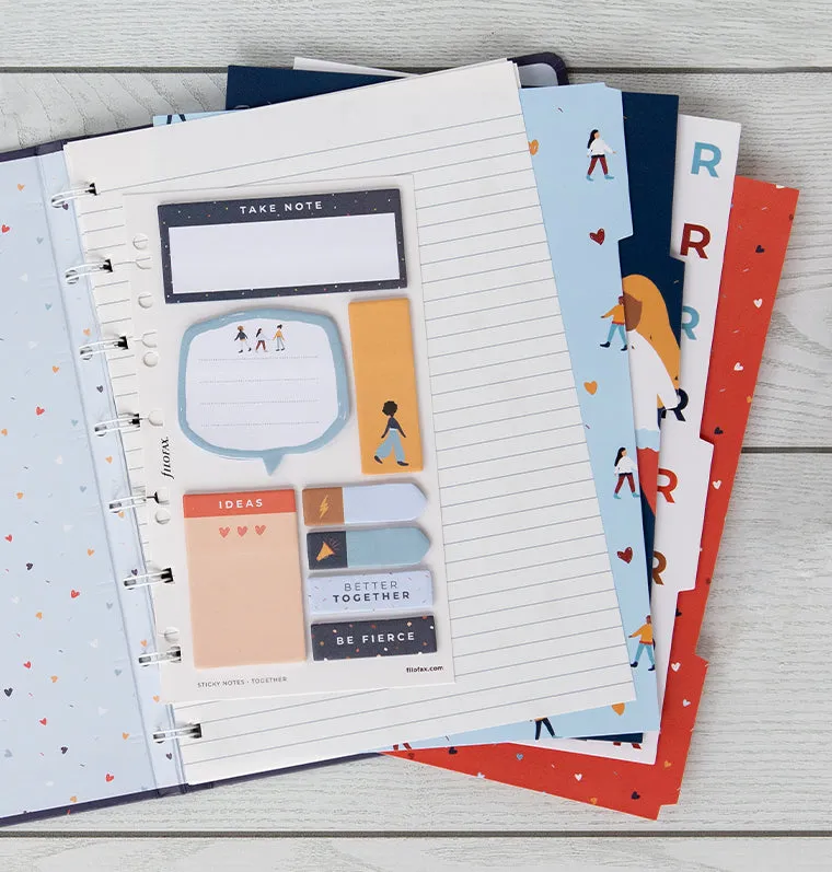 Filofax Together notes adhésives A5 set ligné uni