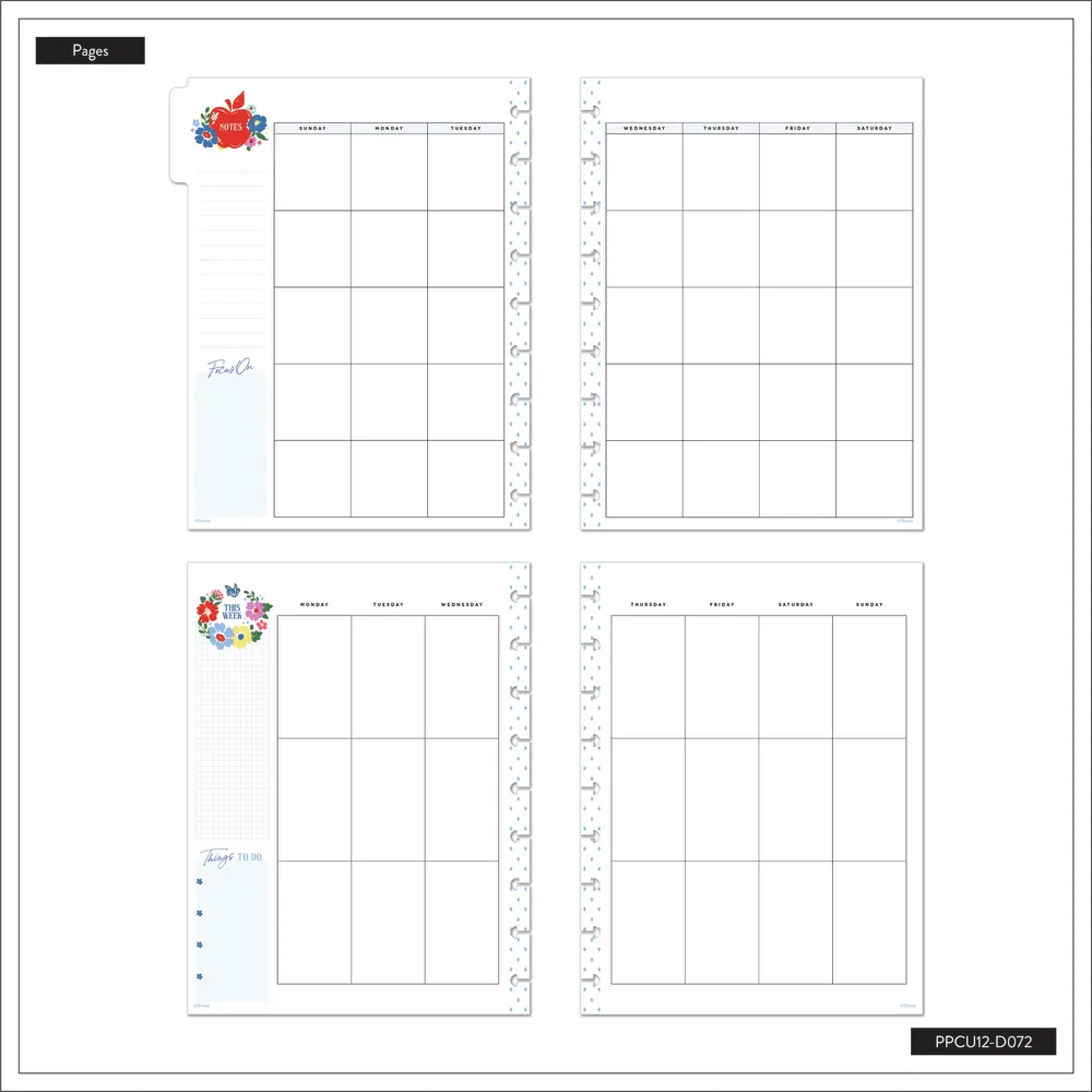 Happy Planner Disney Blanche-Neige agenda disques vertical non daté