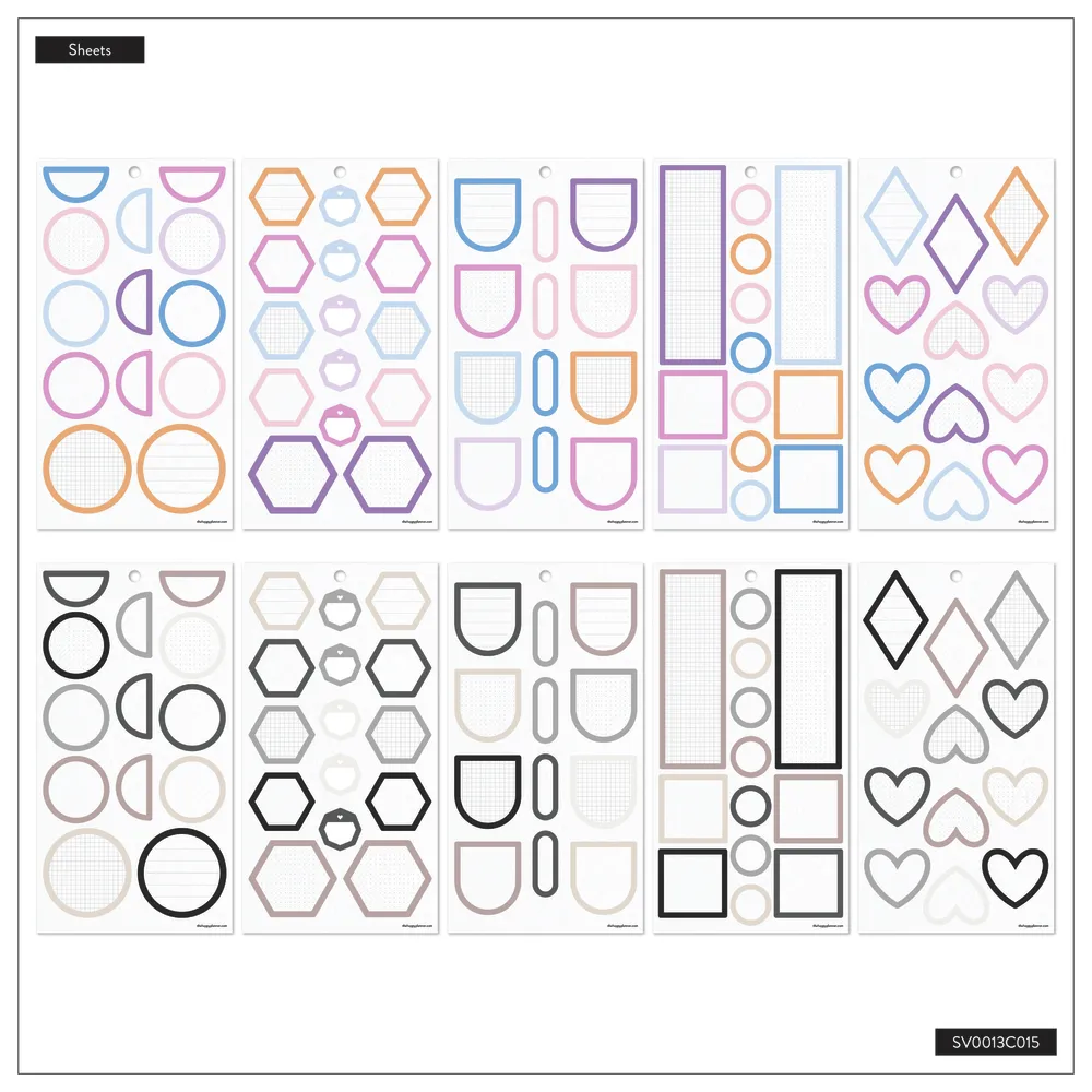 Happy Planner Bright Colorful Boxes stickers Classic 390 autocollants