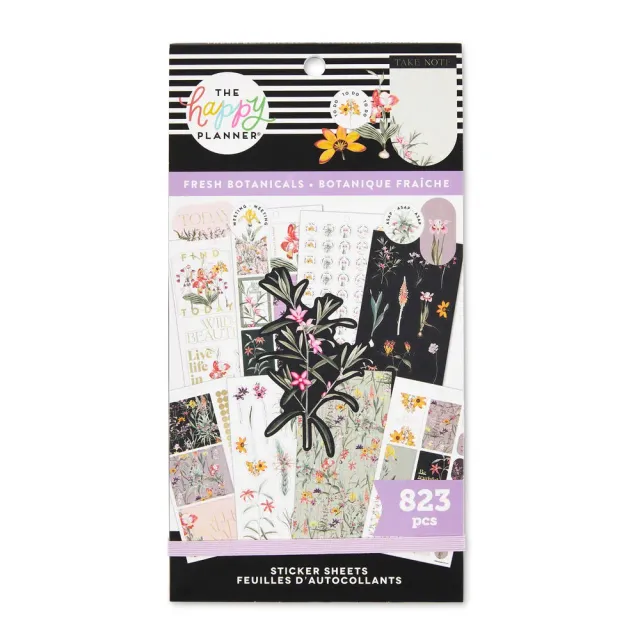 Happy Planner Fresh Botanicals stickers 30 feuilles doré