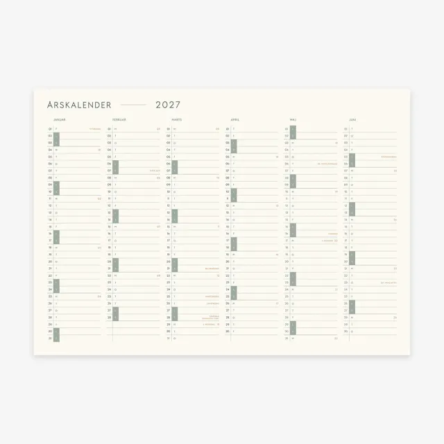 Kartotek Kalender 2027 calendrier mural A3 danois