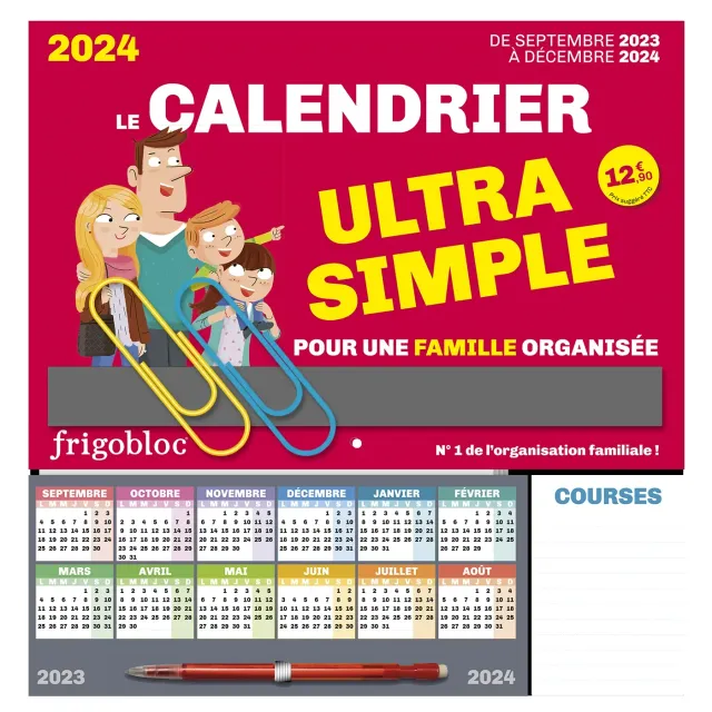 Frigobloc Ultra Simple calendrier familial aimanté frigo