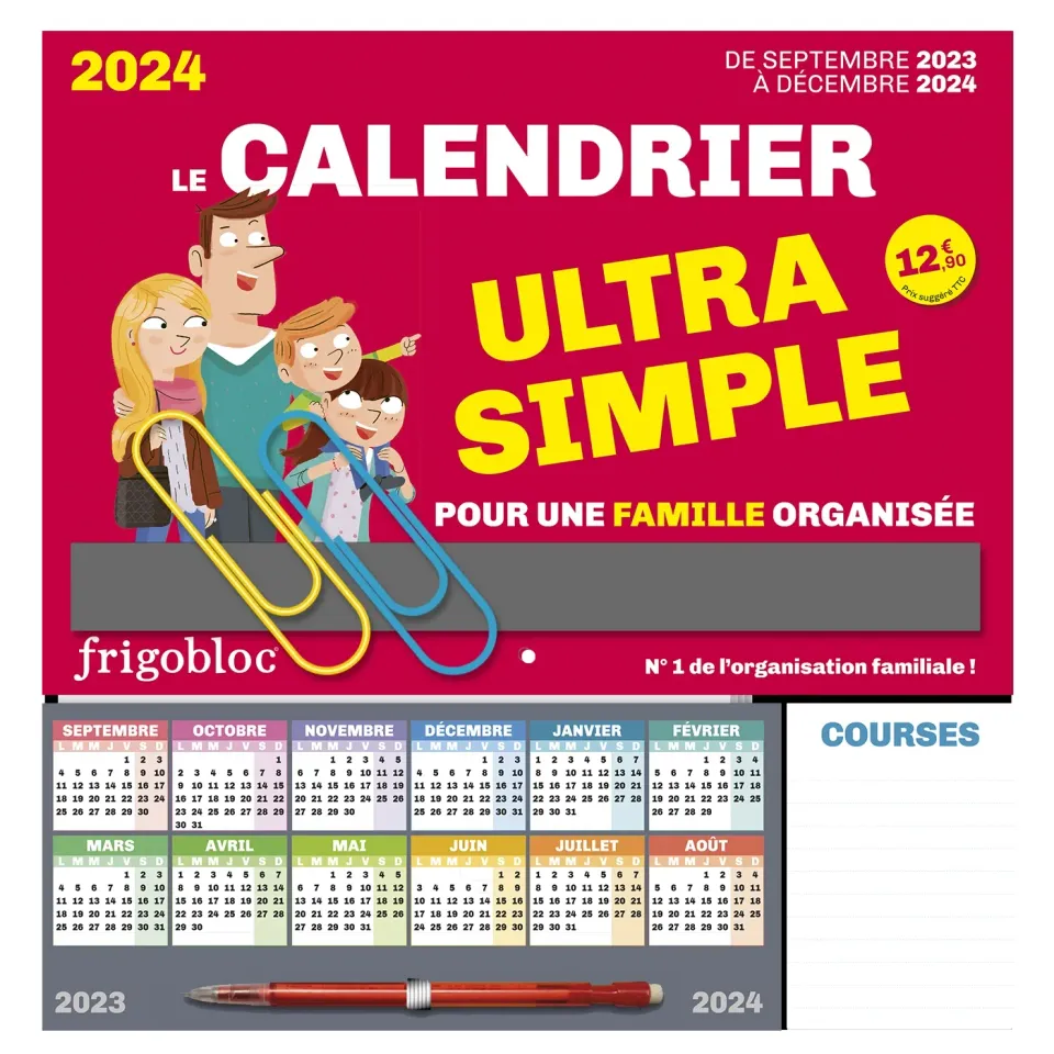 Frigobloc Ultra Simple calendrier familial aimanté frigo