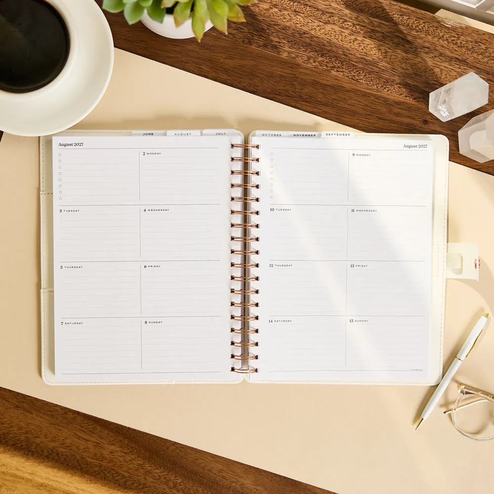 Happy Planner Citrine 2027 Ivory Diagonals agenda Classic spirale 12 mois