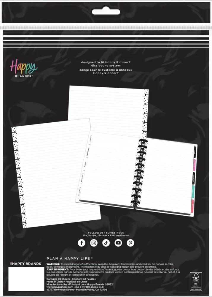 Happy Planner Simple Dots recharge papier pointillé Classic 40 feuilles