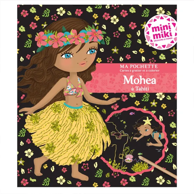 Minimiki Mohea à Tahiti pochette cartes à gratter 5 cartes + coloriages