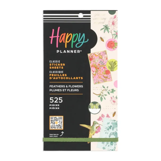 Happy Planner Feathers Flowers stickers dorés 525 pièces
