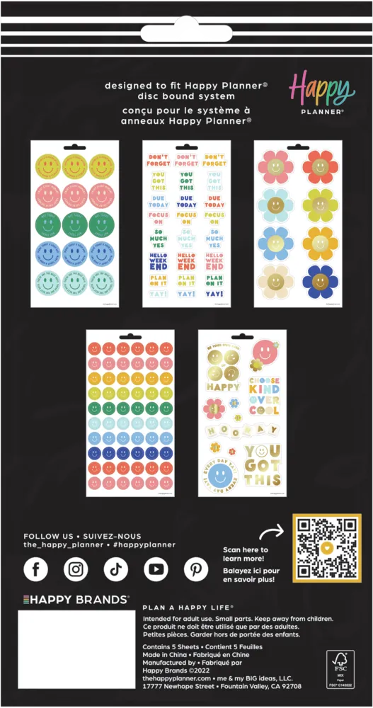 Happy Planner Super Happy stickers 5 feuilles smiley 118