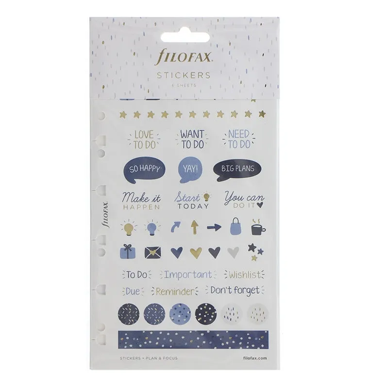 Filofax Indigo stickers repositionnables dores 6 feuilles