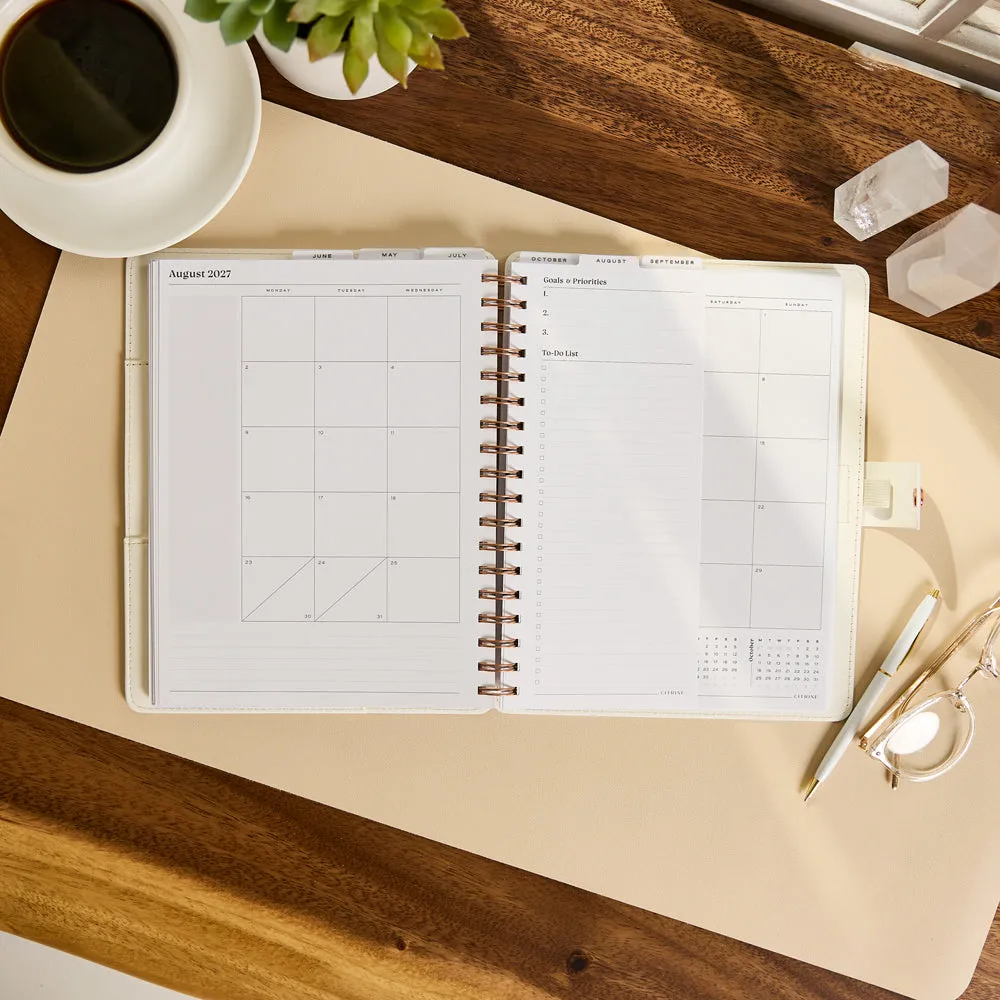 Happy Planner Citrine 2027 Ivory Diagonals agenda Classic spirale 12 mois