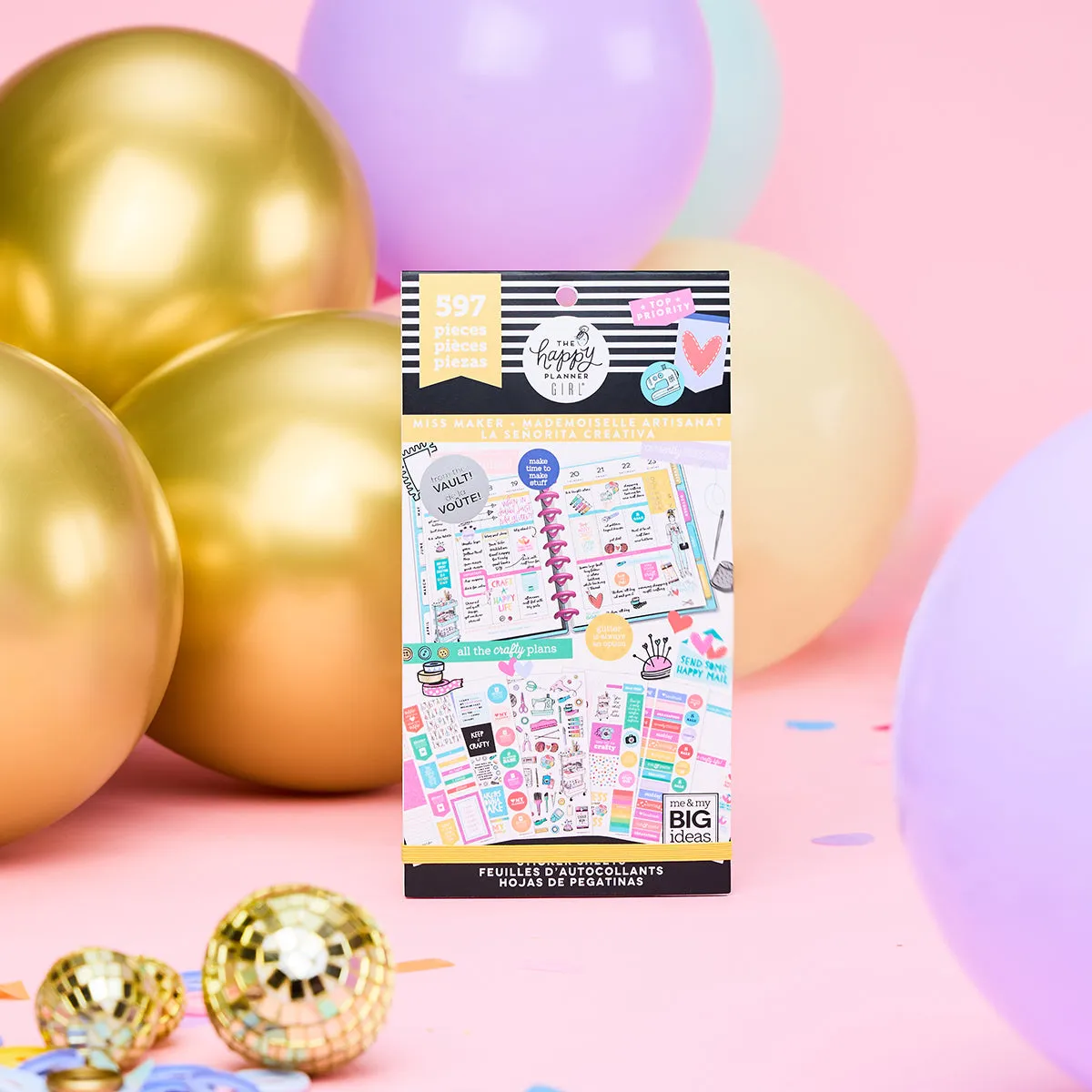 Happy Planner Golden Cheers bundle stickers 5 carnets + tote
