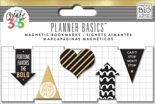 Happy Planner Black White Gold marque-pages magnétiques lot de 5