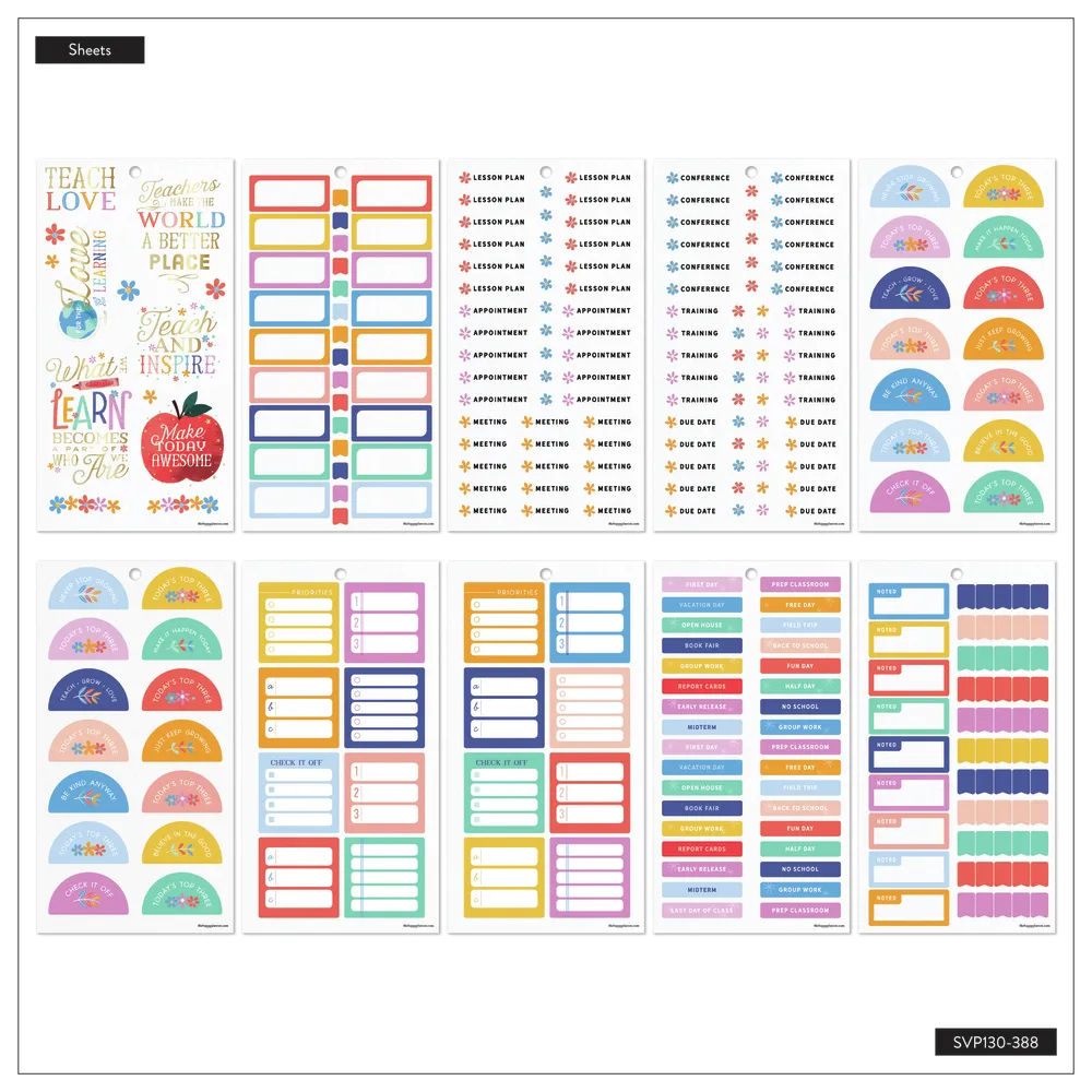 Happy Planner Classroom Brights stickers Big 811 enseignante