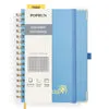 Poprun WH145S carnet quadrillé bleu brume à spirale