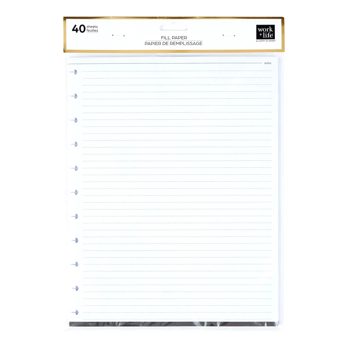 Happy Planner Work+Life Onyx Big papier recharge 40 feuilles