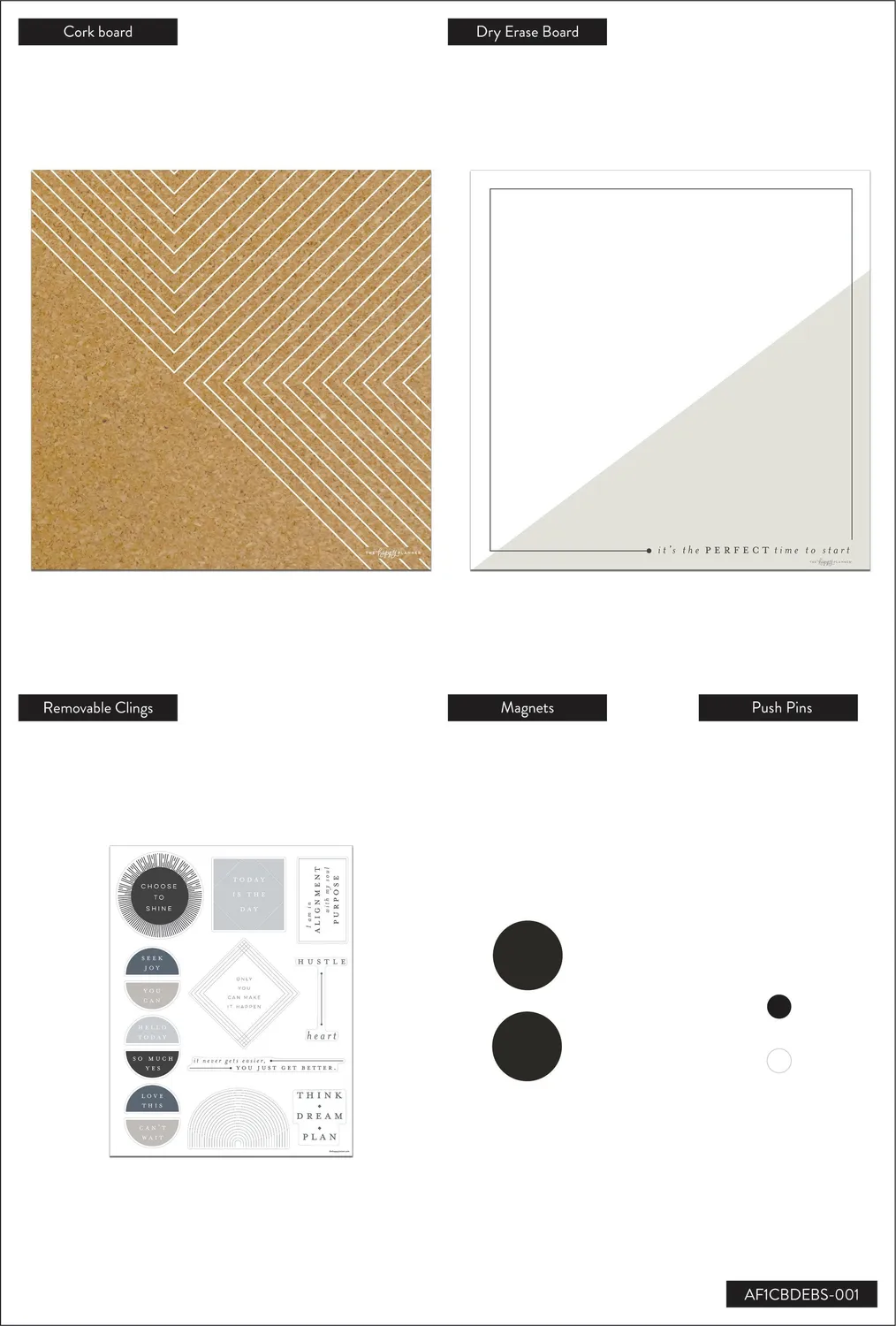 Happy Planner Align tableau blanc et liège 35 cm lot de 2