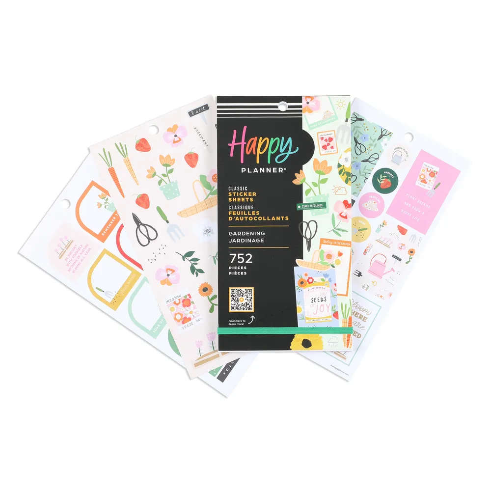 Happy Planner Gardening carnet stickers 30 planches jardin