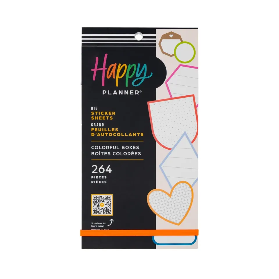 Happy Planner Bright Colorful Boxes stickers Big 264 pièces