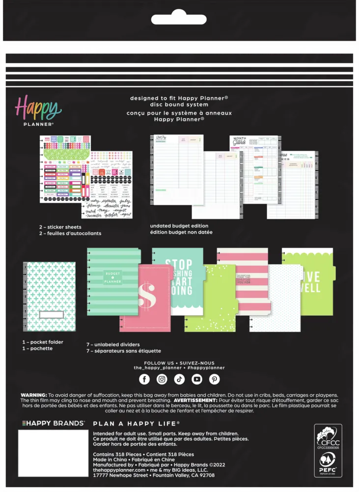 Happy Planner Budget extension Classic 6 mois finances