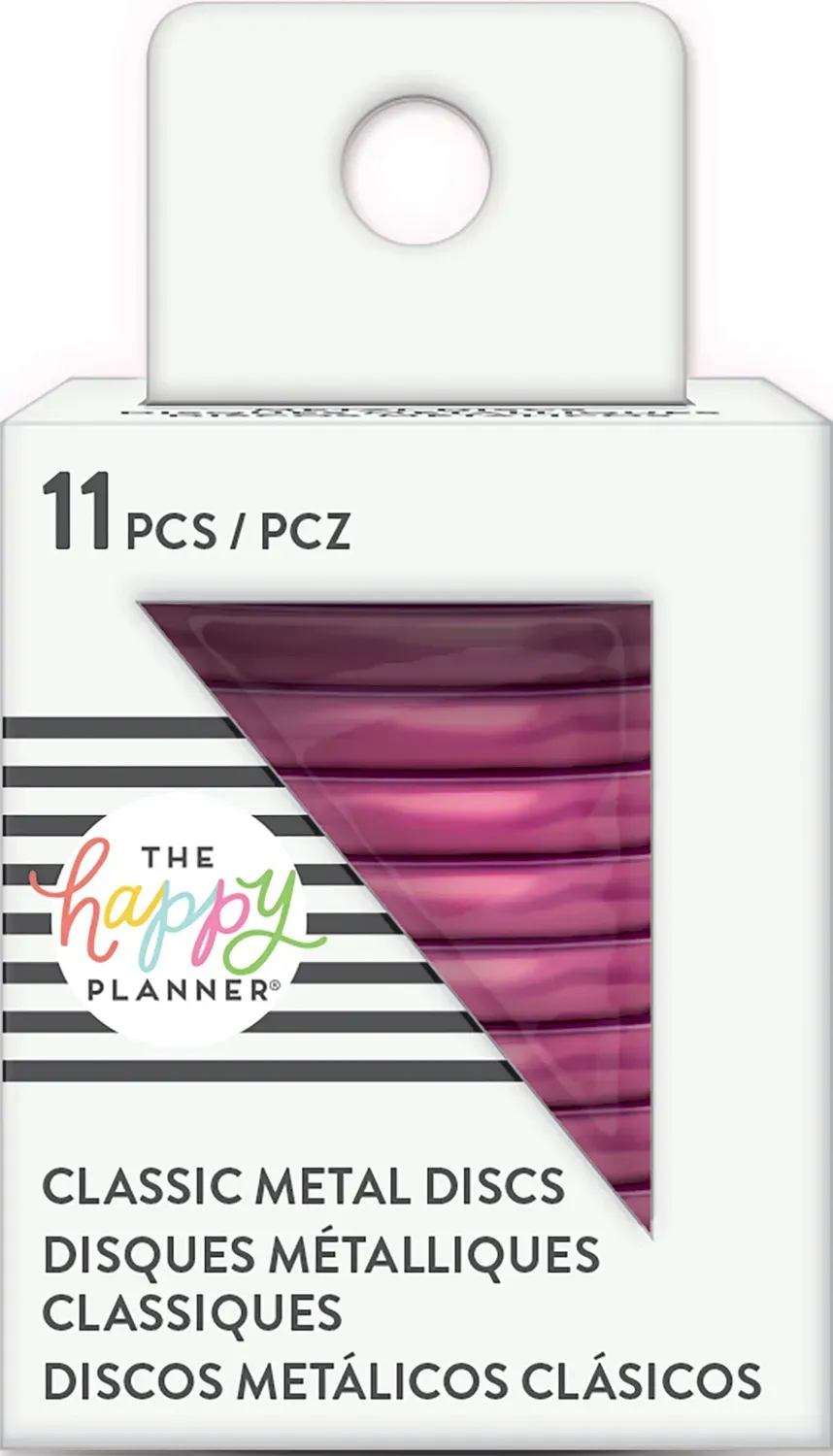 Happy Planner Metal disques Medium rose fuchsia lot 11 – 3,2 cm