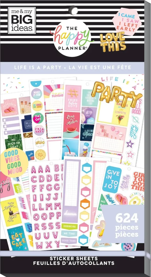 Happy Planner Life is a Party stickers value pack 624 pièces