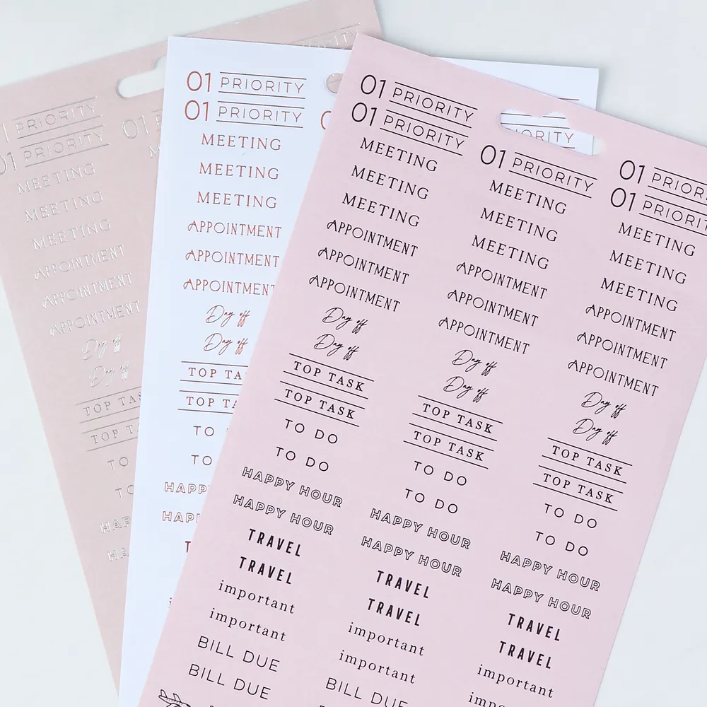 Happy Planner Work + Life Ivory stickers 8 feuilles rappel doré
