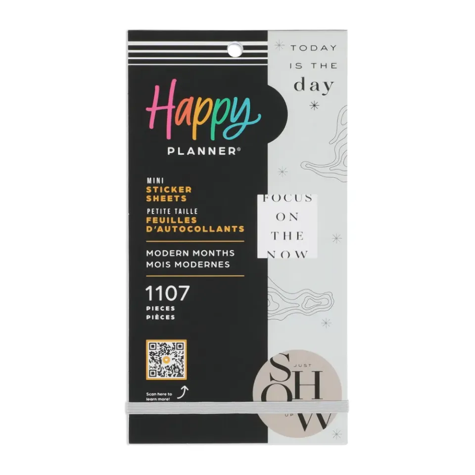 Happy Planner Modern Months Mini stickers 1107 noir et blanc