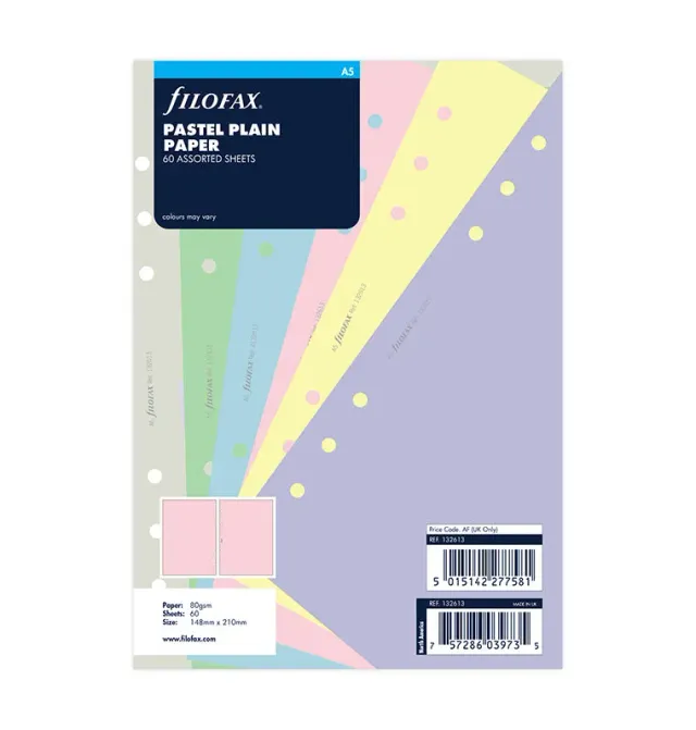 Filofax Pastels recharge papier A5 neutre pastel notes