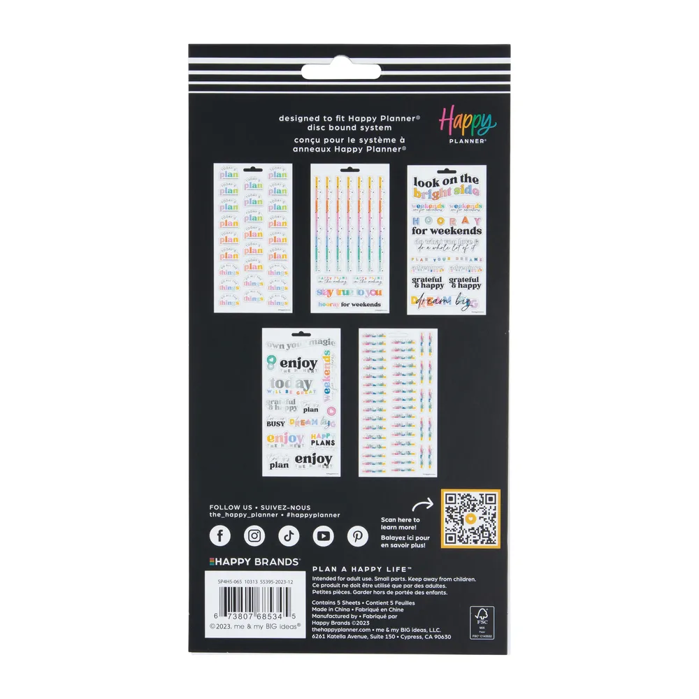 Happy Planner Happy Brights stickers 5 feuilles 105 colorés
