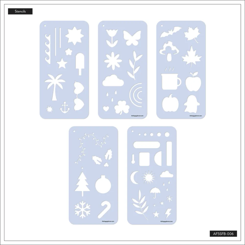 Happy Planner Seasonal pochoir éventail 5 fiches saisonnier
