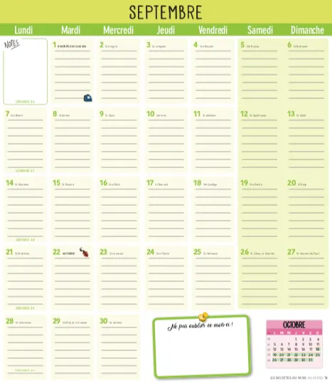 Frigobloc 2021 Mensuel calendrier familial aimanté sept-déc 2021