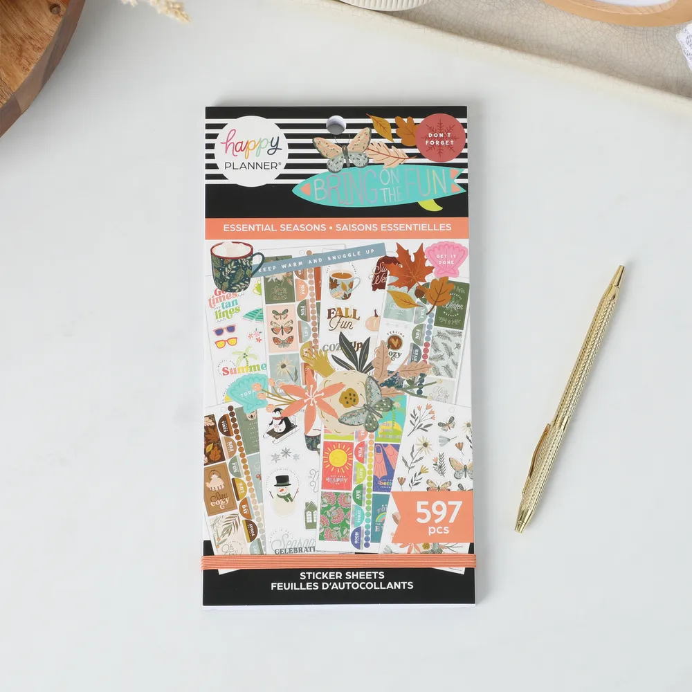 Happy Planner Essential Seasons carnet stickers 30 pages 597 pièces