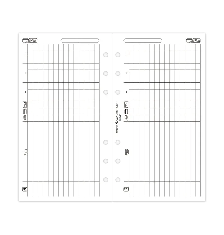 Filofax Classic recharge Finanza Personal 25 feuilles